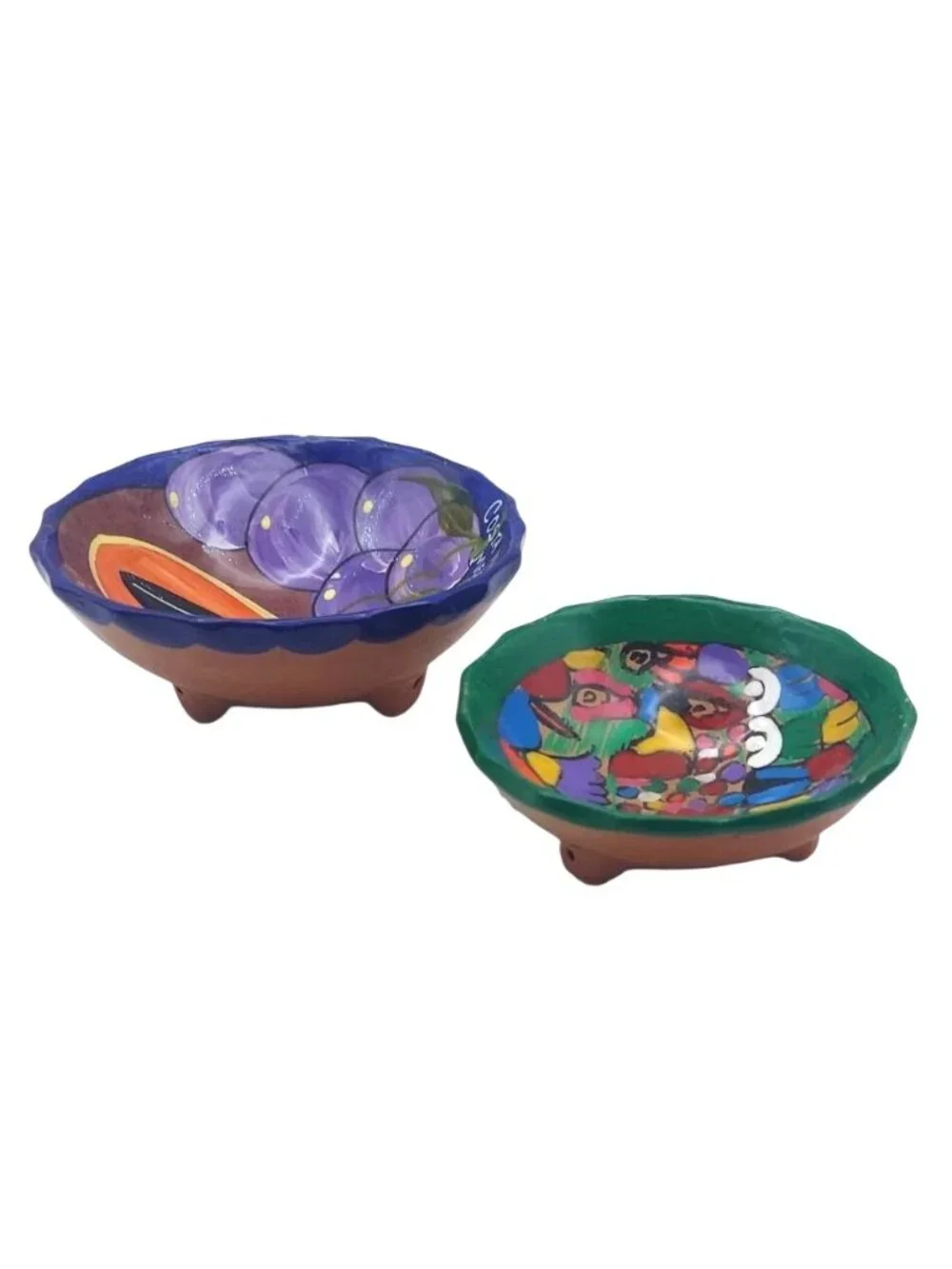 Talavera Pottery Salsa Bowls Set Of 2 Hand Painted Costa Maya Mexico Vintage